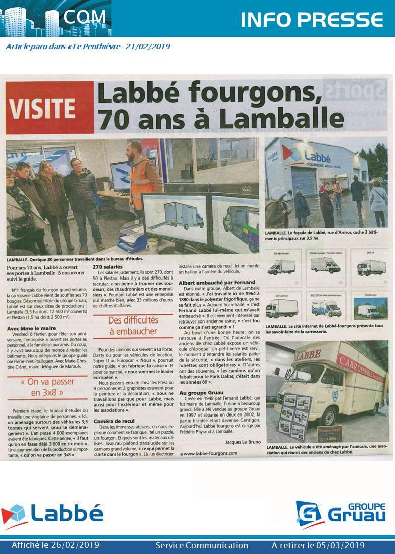 LABBE_Article du Penthiève sur les 70 ans LABBE